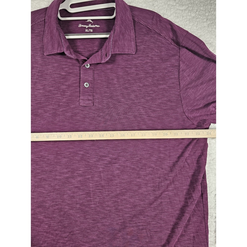 Tommy Bahama Men's XL Purple Long Sleeve Polo Shirt Tencel Cotton Heather Stripe - Picture 8 of 11